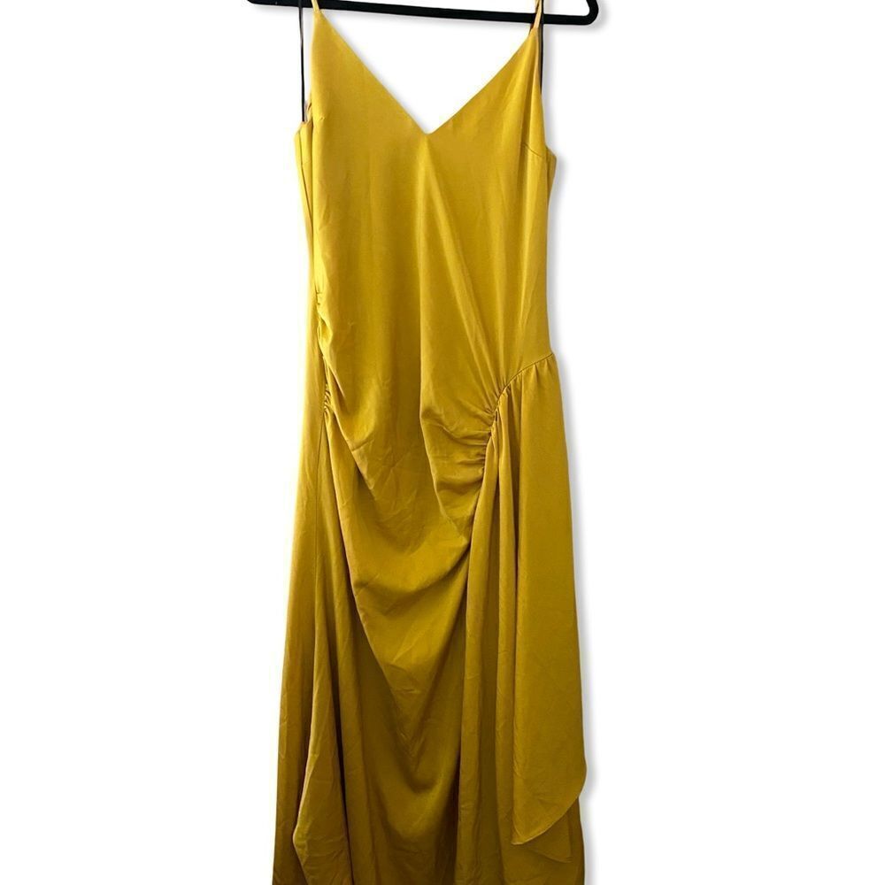 NWT NBD Evangeline gown yellow gold midi slip dress Revolve M - Picture 8 of 10